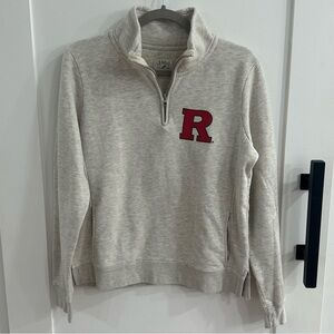 League 1991 Rutgers University Grey Quarter Zip Fleece Sweatshirt Medium